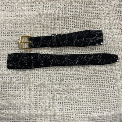 Hirsch CrocoGrain Black Wrist Watch Band 20