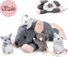 5 Pcs Mouse Stuffed Animals Set - 14'' Large Mommy Rat Plush with 4 Small Mouse