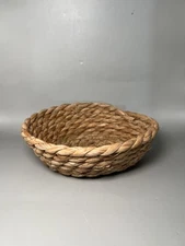 Small Round Woven Straw Basket Bowl Rustic Boho Decor Storage Organizer Home