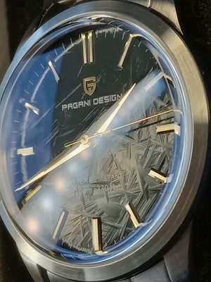 PAGANI DESIGN Men's 38mm Quartz VH31 SS 100M Black Faux Meteorite