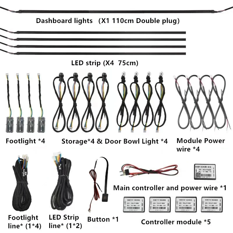 Luz ambiental interior LED RGB 18 en 1 para Chrysler 200/300/300 SRT/300C/300M Foto 3 de 4