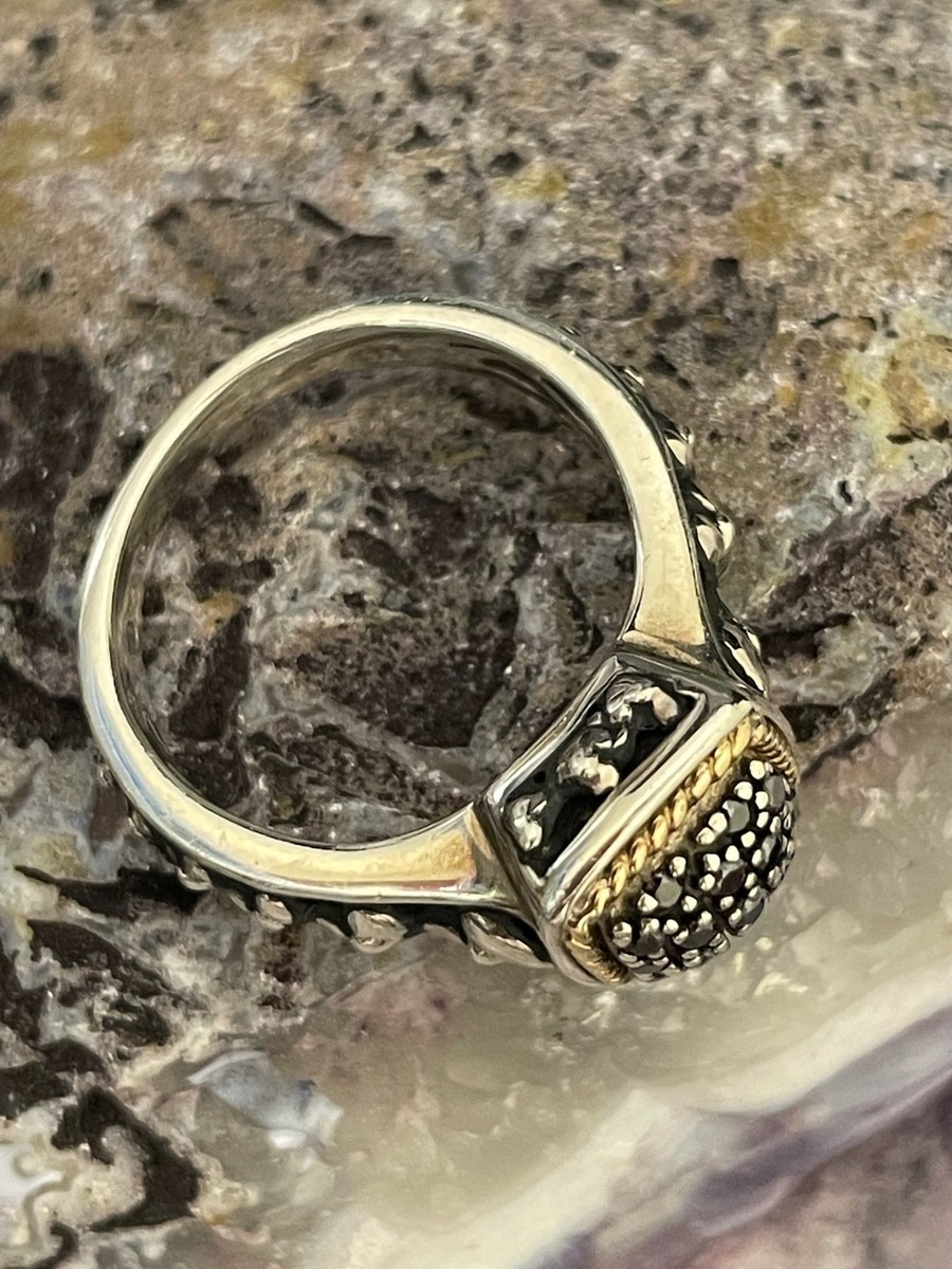 Effy 925 Sterling Silver & 18k Gold Accented Pave BlackDiamond