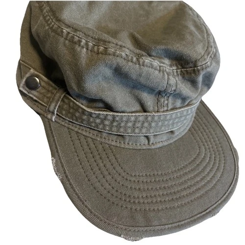 Washed Cotton Military Cadet Army Caps Unique Design Vintage Flat Top Hat (Ar...