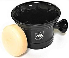 Men's Black Ceramic Shaving Soap Bowl and Mug, Knob Handle, 3 Ounces