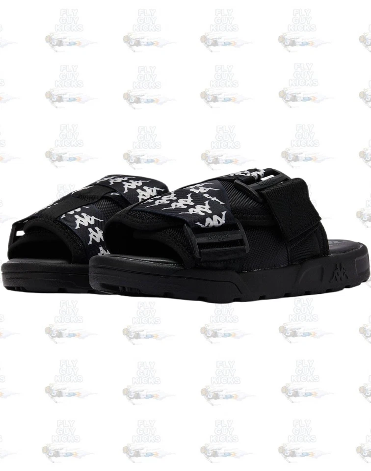Kids Kappa 222 Banda Mitel 1 GS Black White 304KUQ0-A0N 4-7 Slides Sandal