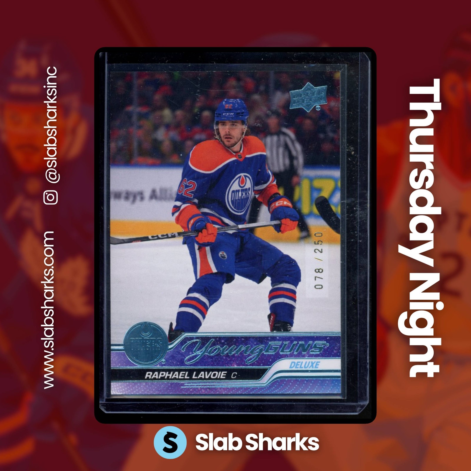 2023 UPPER DECK #499 RAPHAEL LAVOIE DELUXE YOUNG GUNS RC /250