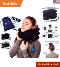 Luxury Inflatable Neck Brace & Traction Kit for Stiff Neck Relief | Blue