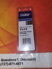 71/12 22 Ga 1/2" Leg x 3/8" Crown Stainless Steel Fine Staples, 10000 Case