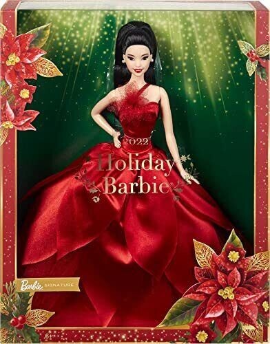 Holiday Barbie 2022 Puppe im roten Kleid Signature Doll Neu Box beschädigt - Bild 4 von 10
