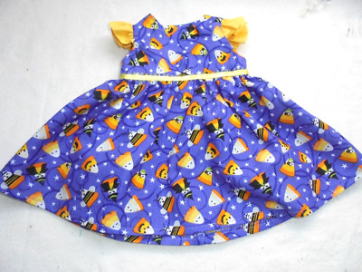 Fits American Girl 18'' Doll Clothes- Halloween Fun Candy Corn and Stars Dress