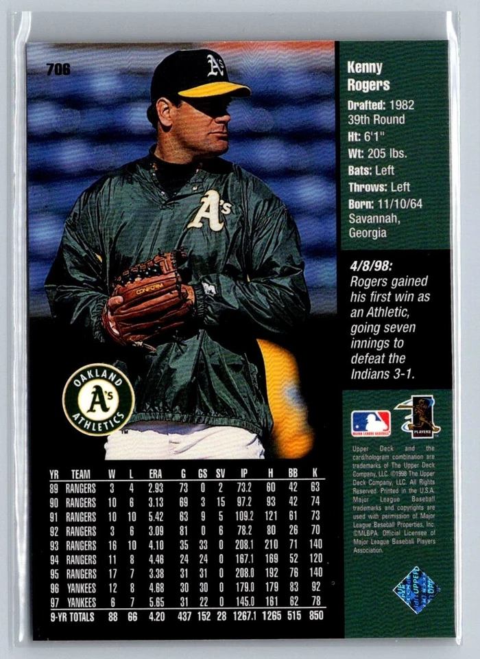 1998 Upper Deck Kenny Rogers #706 - Image 2 of 2