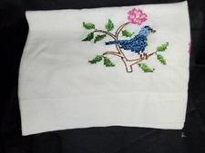 Vintage Handmade Pillow Case 1 Cross Stitch... Some Age Spots Standard