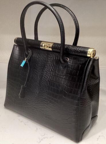 PERSAMAN NEW YORK ANAIS OSTRICH TOTE BLACK - Picture 2 of 8