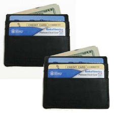 Lot of 12 Black Genuine Leather Men's Thin Wallet Flat Card Holder