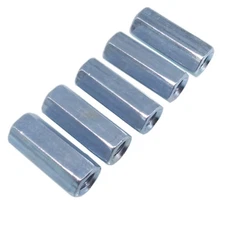 US Stock 5pcs M6 x 1 x 25mm Long Rod Coupling Hex Nut Connector Zinc Plated