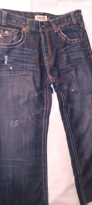 MEK DENIM Osaka Boot Cut Jeans Size 34x34 Button Fly Cotton (Wide Leg) Stitching