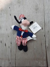 The Disney Store Uncle Sam Goofy Bean Bag Plush Doll USA America Flag