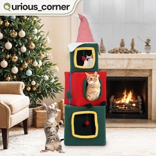 60" Cat Condo Kitty House Christmas Edition with Anti Tip Device for Living Room