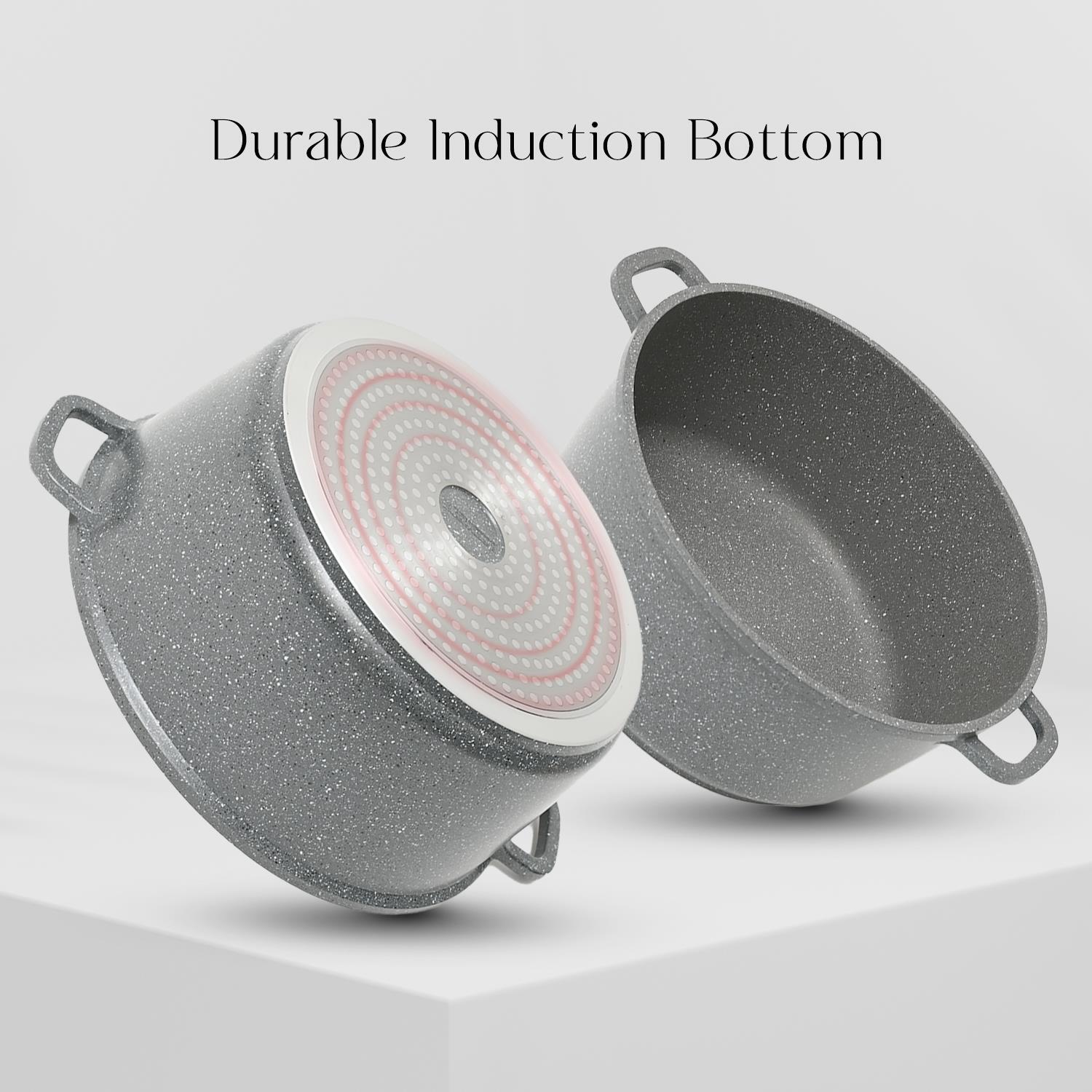 5 Piece DieCast Aluminium Cookware Set Grey Casserole Stock Cooking