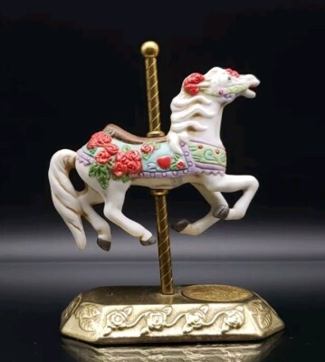 Carousel Horse by Willitts Designs Legends Of The Rose Porcelain/Brass Base 
