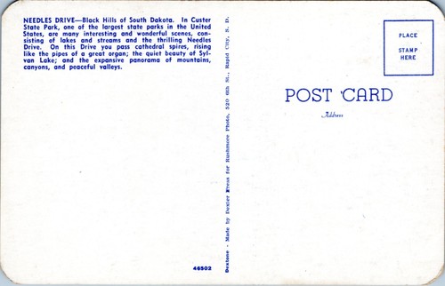 Postcard SD Custer State Park - Needles Drive - Black Hills - Picture 2 of 2