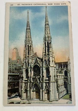 Vintage Linen Postcard ~ St Patrick's Cathedral 5th Avenue~ New York City NY NYC