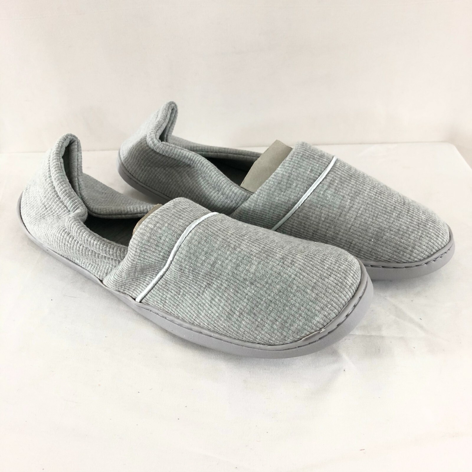 Gray Ribbed Fabric Slip-On Clogs for Women Size 10-image