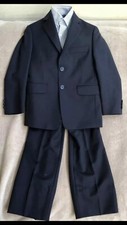 Boys Suit Size 8 Lord  Taylor 3 piece Blazer Dress Pants Stripe Shirt Formal