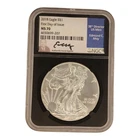 2018 $1 AMERICAN SILVER EAGLE NGC MS70 FIRST DAY ISSUE EDMUND MOY SIGNED 8B