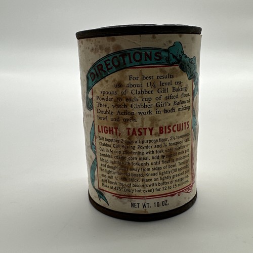 Vintage Clabber Girl Baking Powder With The Balanced Tin 10 oz USA - Used…84 - Picture 3 of 20