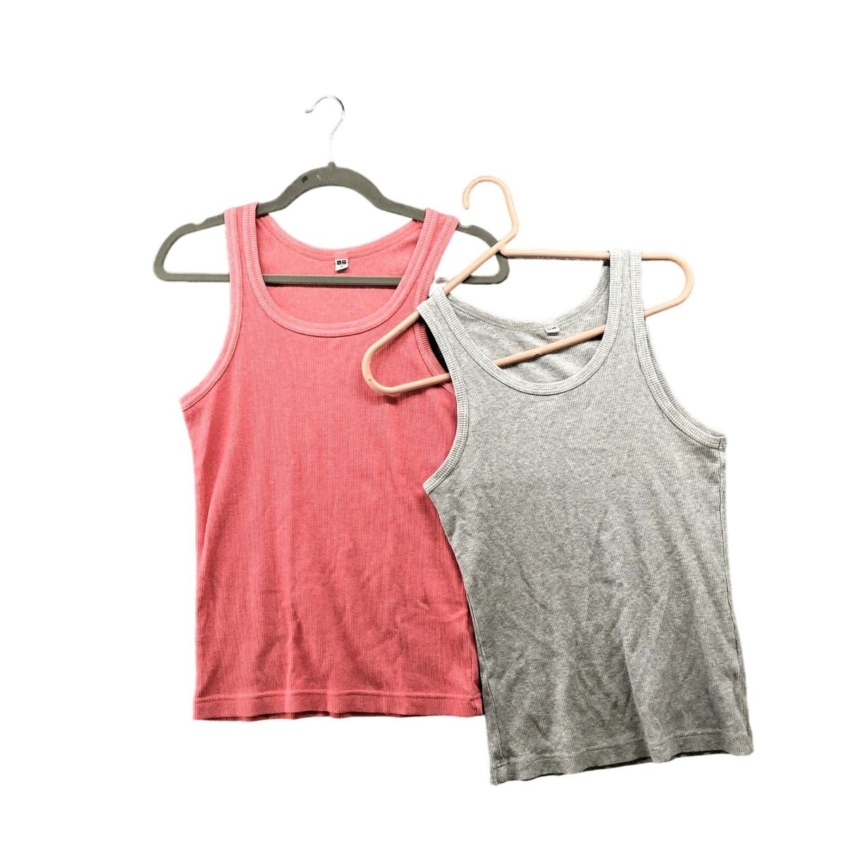 Uniqlo Tank Top BUNDLE Mens XS Ribbed Pink Gray Cotton Blend