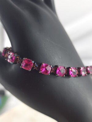Ross Simons Tennisarmband Sterlingsilber Rotgold 4 mm rosa Edelstein 16 Gramm