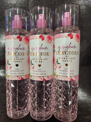 3 GINGHAM GORGEOUS BATH & BODY WORKS FINE FRAGRANCE MIST 8 OZ EACH PEACH NECTAR