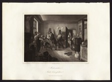 STUDIO DI PITTORE , di  DANHAUSER ,  incisione su rame,1858 + PASSEPARTOUT
