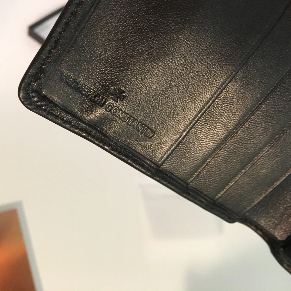 Carteira masculina Vacheron Constantin couro rara ouro preto cronógrafo patrimônio nova - Imagem 3 de 4