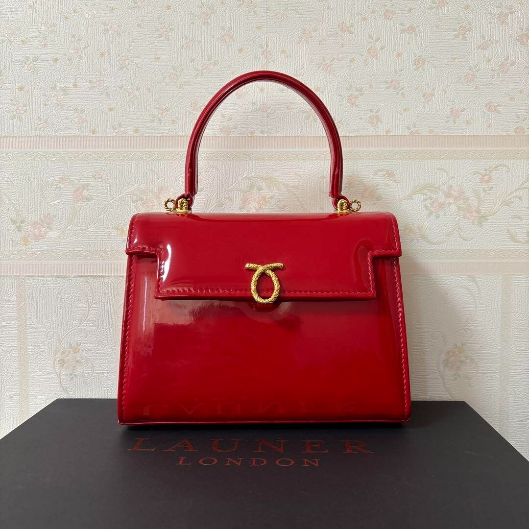 LAUNER LONDON Judi Red Shoulder Bag Handbag Purse Patent LAUNER LONDON Judi Red Shoulder Bag Handbag Purse Patent