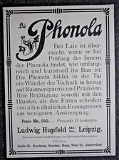 Die Phonola , Der Laie ist ... , Ludwig Hupfeld , alte Reklame , 1906 , (A41)