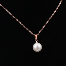16 2" Stainless Steel Pearl Pendant Necklace Silver Gold Rose Gold Gift Box PE8