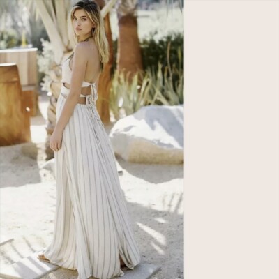 Free People Harper Maxi Dress Small S Crochet Halter Stripe New | eBay