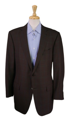 Ermenegildo Zegna Recent Brown w/ Blue/Green Windowpane 2-Btn Sportcoat 46L