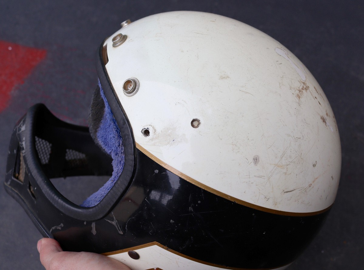 Vintage Simpson Full Face Motocross Helmet Red White & Black