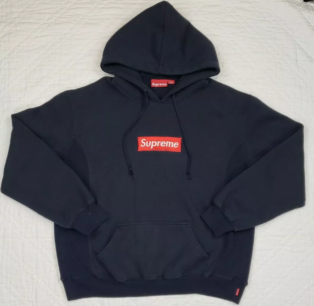 blue supreme hoodie box logo