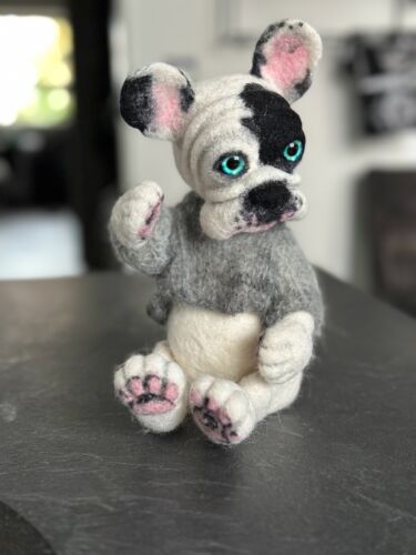 Französische Bulldogge Filz Figur, Teddy, Handarbeit, Filz NADELGEFILZT Unikat - Bild 5 von 8