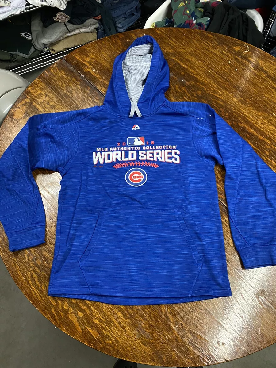 Majestic Mens Small Blue Chicago Cubs World Series Hoodie