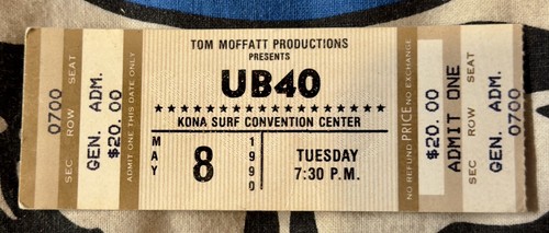 UB40 - KONA SURF CONVENTION CENTER - 8 MAI 1990 - BILLET - Photo 1 sur 2