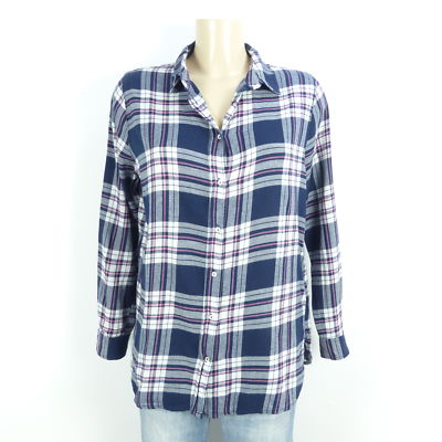 H&M blouse shirt checked blue pink white size S 36