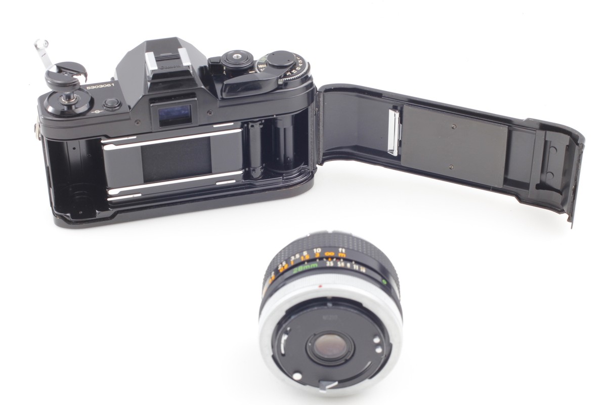N MINT w/strap] Canon AE-1 SLR Film Camera Black + FD 28mm