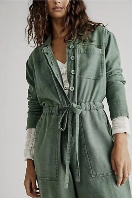 Free People Quinn Constructed Overall Jumpsuit Einteiler grün XLarge UVP 128 $