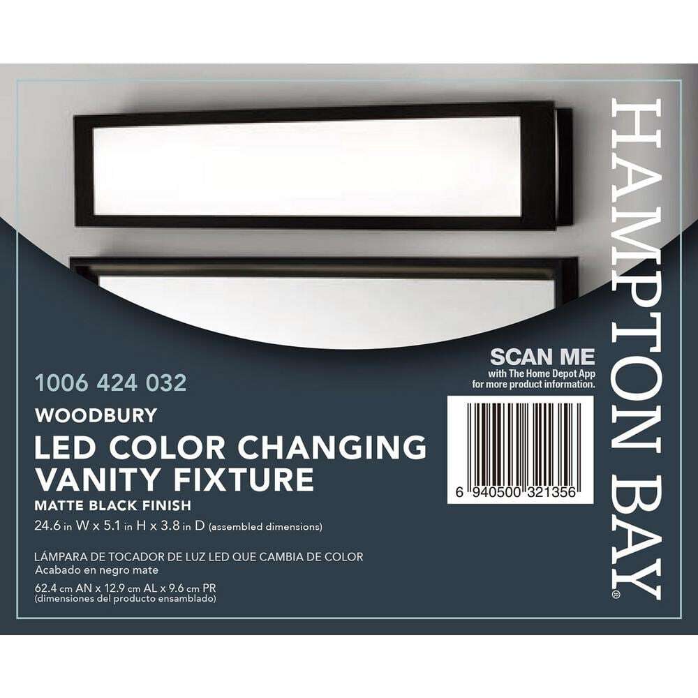 Hampton Bay Woodbury 24.6 in. 1Light Matte Black LED Bathroom Vanity