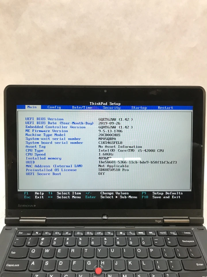 Lenovo ThinkPad Yoga Type 20CD Intel i5-4200U 1.6GHz 4GB RAM 16GB SSD NO OS - DW - Image 2 of 4